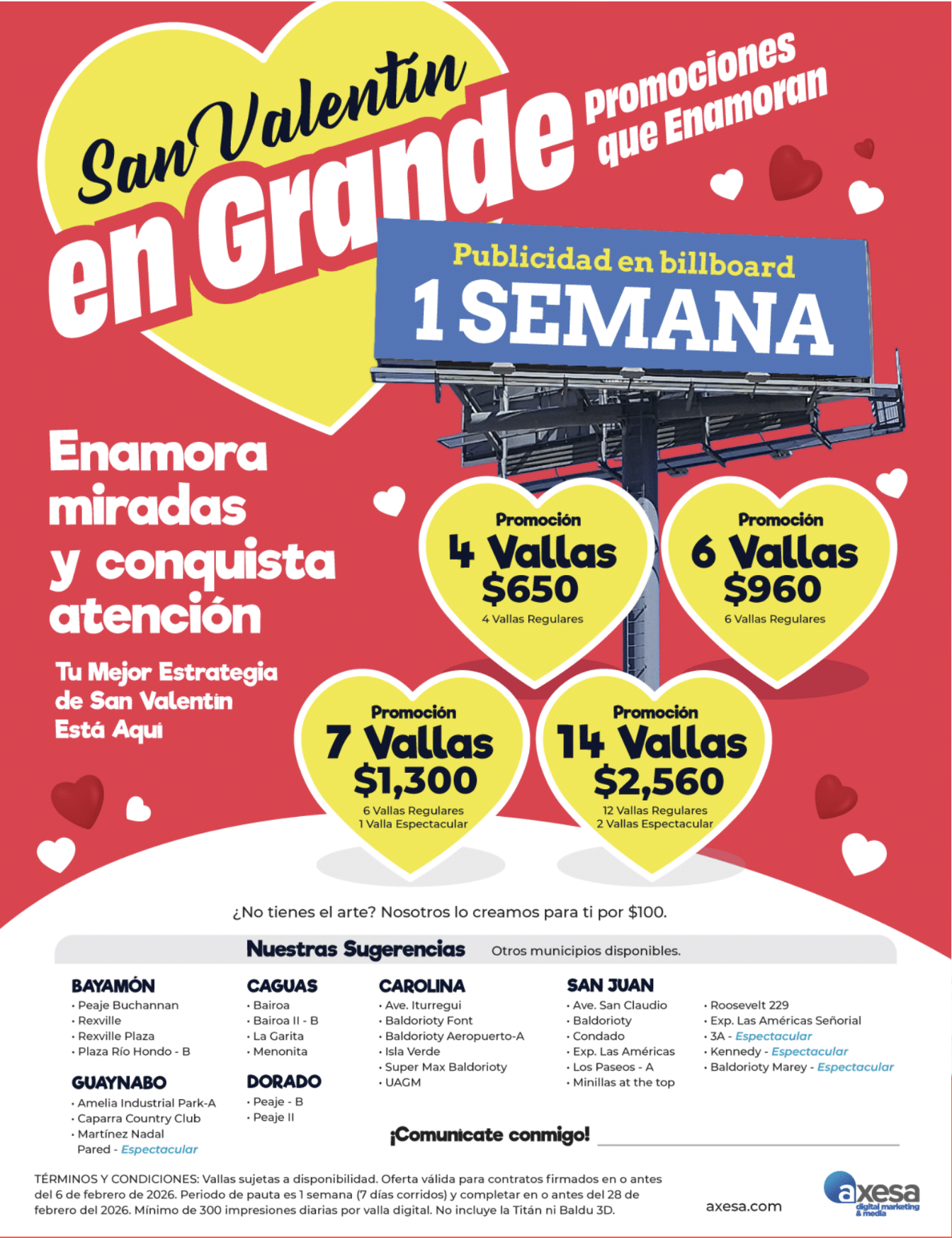 Promoción de San Valentín en billboards con vallas publicitarias en Puerto Rico